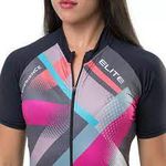 CAMISA MC ELITE FEM PTO/AZUL/ROSA