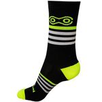 Meia Marcio May Preta Com Faixa Cinza/amarelo Fluor