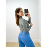 Blusa Manga Longa Gola Alta Cinza
