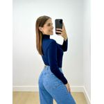 Blusa Manga Longa Gola Alta Marinho
