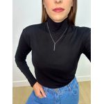 Blusa Manga Longa Gola Alta Preto