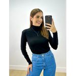 Blusa Manga Longa Gola Alta Preto