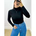Blusa Manga Longa Gola Alta Preto