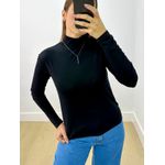 Blusa Manga Longa Gola Alta Preto