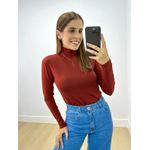 Blusa Manga Longa Gola Alta Terracota