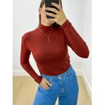 Blusa Manga Longa Gola Alta Terracota