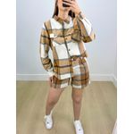 Conjunto Xadrez Flanelado Marrom