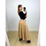 Cropped Canelado Manga Longa Preto