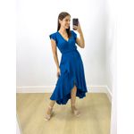 Vestido Midi Envelope Azul Petróleo