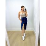 Saia Midi Jeans Com Fenda Frontal