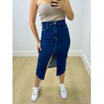 Saia Midi Jeans Com Fenda Frontal