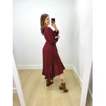 Vestido Midi Envelope Manga Longa Poá Cherry Red