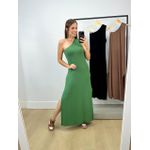 Vestido Nula Manga Slim Verde Sálvia