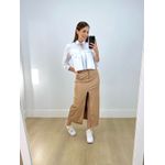 Saia Midi Couro Fake Romana Nude