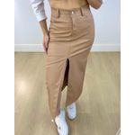 Saia Midi Couro Fake Romana Nude