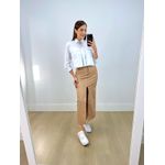 Saia Midi Couro Fake Romana Nude