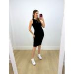 Vestido Midi Canelado Preto