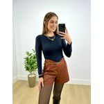 Short Couro Fake Madrid Marrom