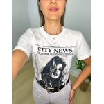 T-shirt City News 100% Algodão Off White