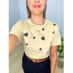 T-shirt Corações 100% Algodão Bege
