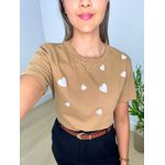 T-shirt Corações 100% Algodão Caqui