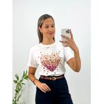 T-shirt Mini Corações 100% Algodão Off White