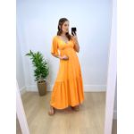 Vestido Longo Bianca Liso Laranja