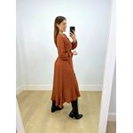 Vestido Midi Envelope Manga Longa Marrom