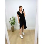 Vestido Midi Envelope Poá Preto