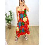 Vestido Midi Ster Estampa Floral Laranja