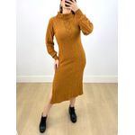 Vestido Tricot Mousse Gola Alta Caramelo