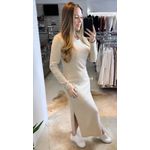 Vestido Longo Canelado Pluma Off