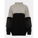 Blusa Em Tricot Com Pele Na Manga Preto Anselmi