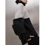 Blusa Em Tricot Com Pele Na Manga Preto Anselmi