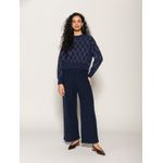 Blusa Fio Pluma c/ Padronagem Geométrica Biamar Azul