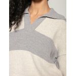 Blusa c/ Padronagem em Listras e Gola Polo Biamar Cinza 