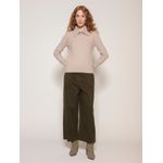 Blusa Canelada c/ Gola Polo Removível Biamar Bege