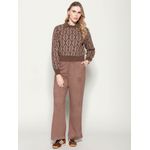 Blusa em Fio Pluma Exclusivo c/ Padronagem Geométrica Biamar Marrom