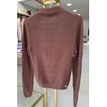 Blusa Malha Canelada Fio Pluma Marrom