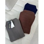 Blusa Malha Canelada Fio Pluma Azul Marinho