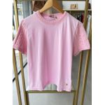 Blusa Algodão Detalhe Trico Rosa 