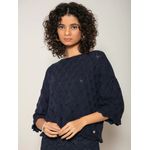 Blusa Tricô Trabalhada Biamar Meia Noite