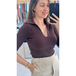 Blusa Malha Anselmi Gola Polo Marrom