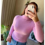 Blusa Malha Canelada Fio Pluma Rosa