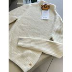 Blusa Malha Canelada Fio Pluma Off White