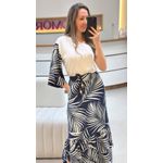 Blusa Uma Alça c Detalhe Animal Print Marinho