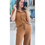 Camisa trabalhada camel