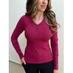 Blusa Canelada C/ Botões Pettenati Ameixa