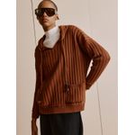 Blusa Em Malha Com Capuz e Bolsos Frontais Caramelo Anselmi