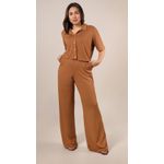 Calça Wide Leg Trabalhada camel